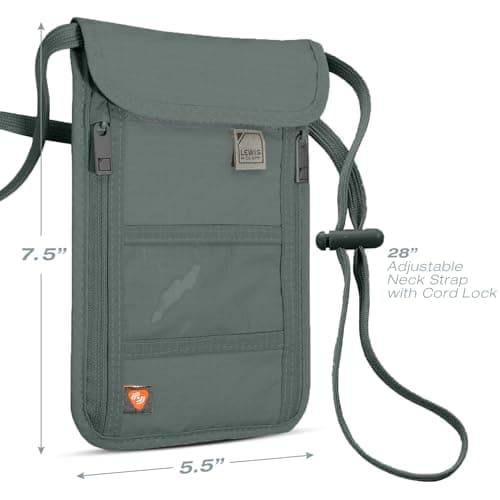 Lewis N. Clark RFID Neck Stash, Charcoal, One Size, RFID Blocking Stash Neck Wallet, Travel Pouch + Passport Holder for Women & Men — view 2