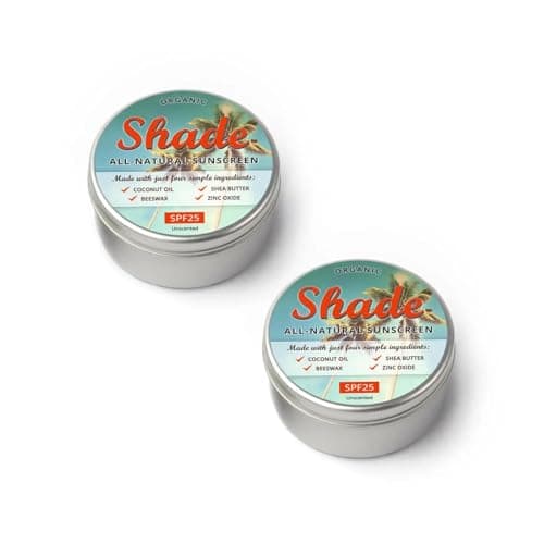 Shade All-Natural Sunscreen SPF25-15ml | Pocket-Sized Mineral Sun Cream with Organic Coconut Oil, Shea Butter, Beeswax & Zinc Oxide (Twin Pack (2 x 100ml), Original (Unscented))