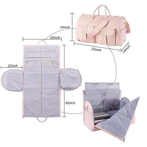 Convertible Leather Garment Bag for Women - 2 in 1 Hanging Suitcase With Shoe Pouch and Travel Duffle — view 2