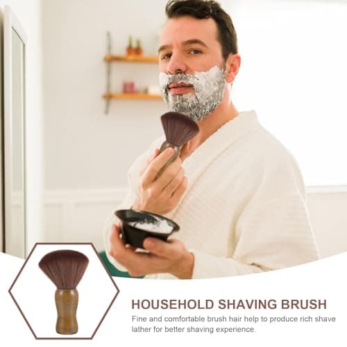 BESPORTBLE Portable Shaving Brush Random Color with Wooden Handle and Bristles Handy Grip Producing Rich Shave Lather for Men for Mustache and Whiskers Grooming during Business or Travels — view 3