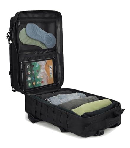 Doshwin 40L Military Backpack Tactical Army Assault Pack Molle Camo Rucksack for Camping Trekking Travel Hiking (Black) — view 2