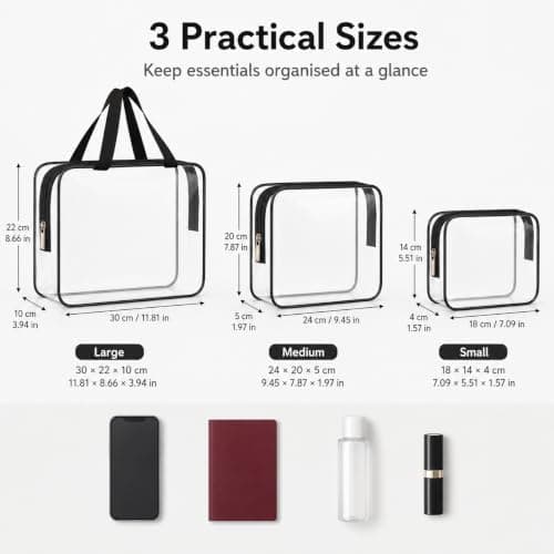 iMaMa Clear Travel Bags, 3 Pack Makeup and Toiletry Organiser Set — view 3