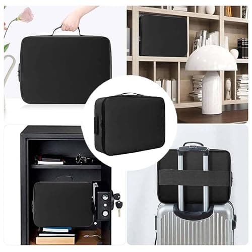 Fireproof Document Box, Waterproof File Organiser Box, Safe Portable Home Fire Lockable Storage Boxes, Collapsible Travel Document Holder, File Storage Boxs with Inserts Bags and Zipper (Grey) — view 3