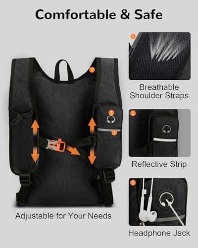 Outplea 15L Foldable Hiking Backpack Men Women, Small Ultralight Casual Daypack with Phone Holder for Outdoor Walking Travel, Black — view 4