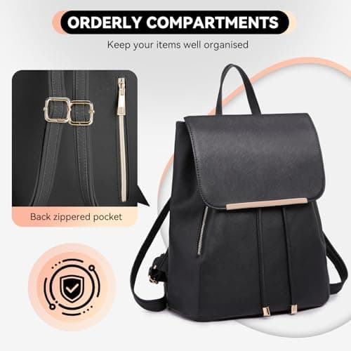 Miss Lulu Women's Backpack, PU Leather Drawstring Rucksack for Work School — view 6