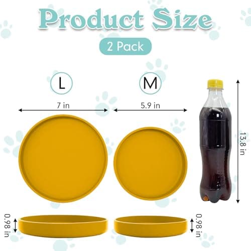 Apatal Cat Feeding Bowls Set 2 Pack Silicone Dog Bowls Non Slip Pet Food and Water Dish for Dry Food and Wet Food Durable Dog Plates for Indoor Cats Small Dogs Puppies Yellow — view 2