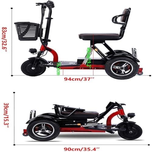 3 Wheel Mobility Folding Mobility Lightweight Travel Mobility with Charger and Basket for Shopping Outdoor Seniors Adults Handicapped Elderly (2) — view 4