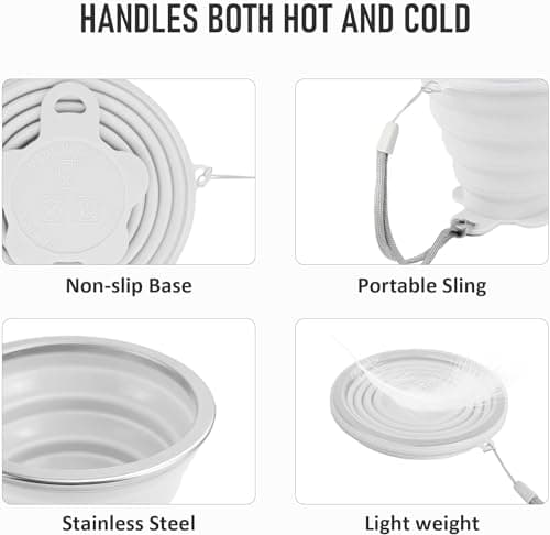 ddLUCK Silicone Foldable Cups, Travel Camping Mug with Plastic Sealing Lid — view 3