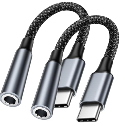 Headphone Jack to USB C Adapter 2 Pack, Braided Aux to USB C Wire with Hi-Fi DAC, Lossless Audio, Plug and Play, for iPhone 17/16/15, Samsung S25/S24, iPad, MacBook, for Office/Travel/Gaming