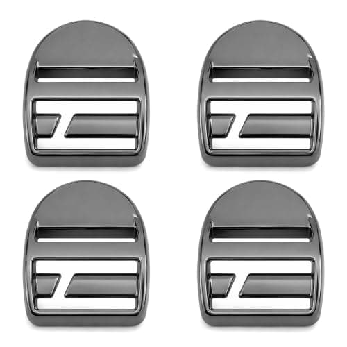 Dooaqiin Pack of 4 Black Metal Ladder Lock Buckles, 25mm Inner Diameter Backpack Replacement Buckles, Heavy-Duty Webbing Adjuster Clips for Rucksack, Luggage Straps & Seat Belts