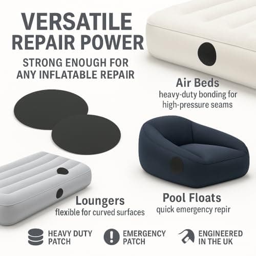 AIR BED REPAIR PATCH KIT - Heavy Duty Puncture Repair - Flexible Waterproof Glue - Vinyl PVC And Suede Top AirBed — view 5