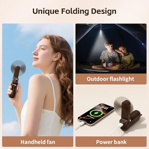VigorLife Handheld Mini Fan, USB Rechargeable 3 IN 1 Foldable Pocket Design — view 4