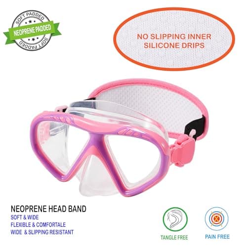 Toddler Swim Goggles Nose Cover,Kids Goggles No Hair Pull,Anti Fog Children Swimming Mask (1PK - Pink Mermaid) — view 3