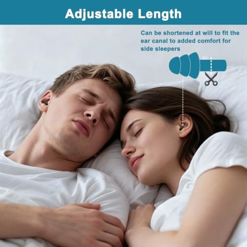 5 Pairs Earplugs for Sleeping Noise Cancelling, Reusable Ear Plugs– Super Soft, Silicone Ear Plug, for Sleeping, Swimming, Snoring, Concerts, Work, Noisy Places Black*5 — view 4