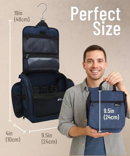 D&D Hanging Toiletry Bag for Men and Women. Travel Wash Bag. Large Travel Toiletry Bag Washbag for Makeup, Toiletries, and Cosmetics. Blue — view 3