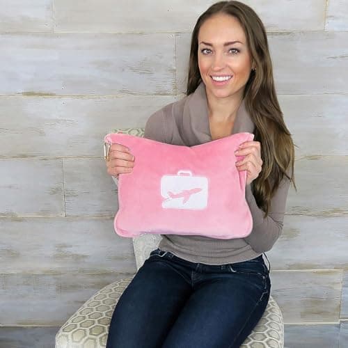 Wisebom Travel blanket 2 in 1, Soft and warm travel pillow and blanket, Ultralight Portable travel blanket airplane with soft bag pillowcase for Airline travel Business trip and Office (pink) — view 4