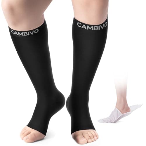 CAMBIVO Compression Socks for Women & Men, Open Toe, 20-30 mmHg