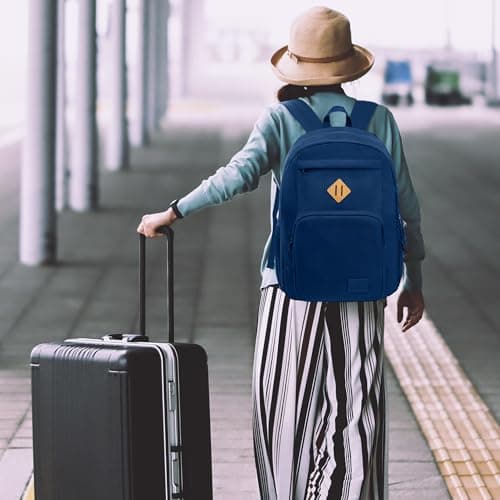 KEOFID Light Weight Travel backpack for Men and Women, Backpack for Work, Large School Bag for College, Water Resistent(NAVY BLUE) — view 4