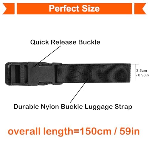 Hiziwimi 6Pcs Black Luggage Straps for Suitcases with Quick-Release Buckle — view 2