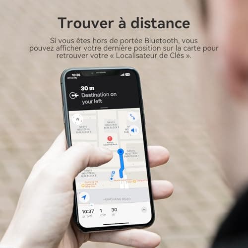 CHZHVAN Key Finder, Wallet Tracker Works with Apple Find My (iOS only), Replaceable Battery, Water-Resistant, Bluetooth Item Finder for Bags, Luggage, Pets & Backpack, 1 Pack White — view 2