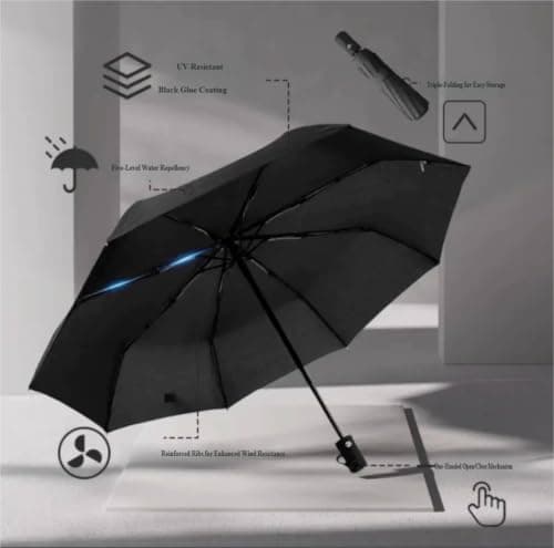 Gyios Sun Umbrella Auto Open Close Foldable Wind Resistant Water Repellent Canopy For Daily Commuting Outdoor Walks Light Rain Shelter-full-fiber-8k-burgundy — view 5