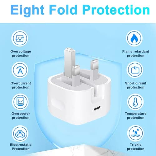 2 pack 20W USB C PD Fast Charger Foldable UK Wall Head Adapter for iPhone — view 4