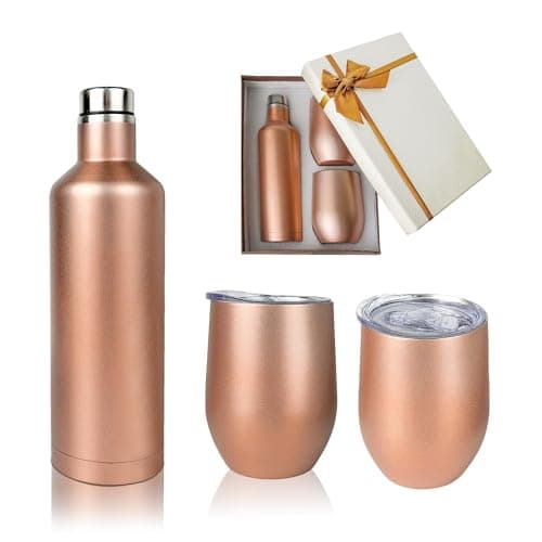 AZKEEGREY 500ml Insulated Wine Bottle and Tumbler with Lid Gift Set