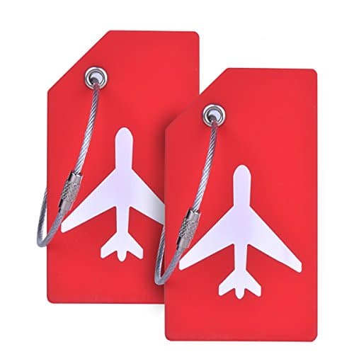 2Pack Luggage Tag with Name ID Card, Red Silicon Luggage Tags to Suitcase