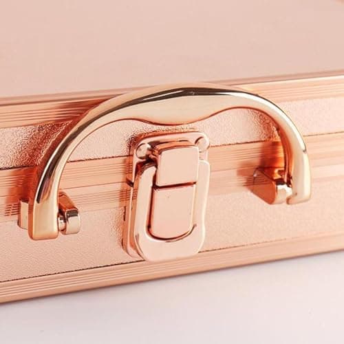 Teruyol Aluminum Alloy Tool Box, Make Up Tool Organizer Ear Pick Tool Box,Metal,Briefcase Container Cosmetic Case for Outdoor, Rose Gold — view 6