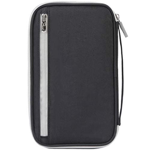 VanFn Family Passport Holder Travel Wallet RFID Blocking Travel Document Organiser Waterproof Holiday Passport Cover Men Women for ID Card, Credit Cards, Flight Tickets, Money, Coins (Black) — view 2
