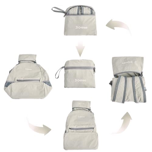 G4Free 20L Foldable Backpack Lightweight, Small Waterproof Backpacks Rucksack for Women Men, Nylon Daypack for Walking Hiking Travelling, Beige — view 6