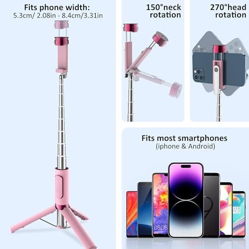 COLOR LIZARD CellphoneTripod with Remote, Aluminum Alloy Selfie Stick Tripod, Best Foldable Mini Extendable Tripod Stand 270° Rotation Compatible with iPhone/Android Travel Essentials (Red Max) — view 4