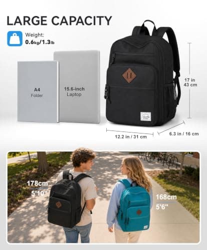 VASCHY Travel Backpack, Anti-Theft Rucksack with RFID Blocking Black — view 2