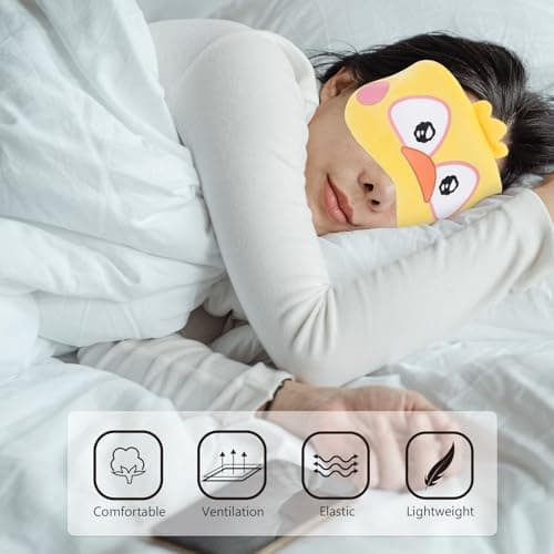 COMPUKAS Portable Sleep Mask and Comfortable to Wear Design with Lightweight Cloth Material Featuring Creative Yellow Cartoon Pattern for Eye for Travel and Home Sleeping — view 5