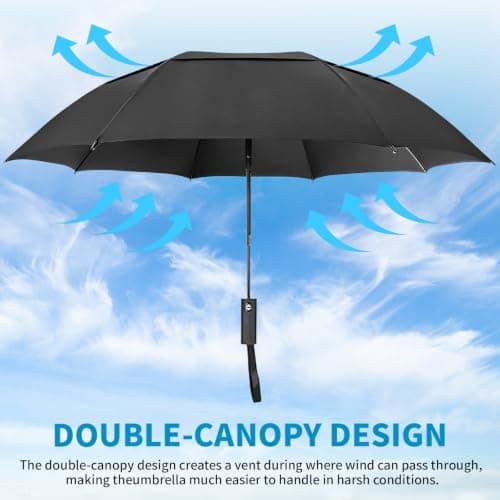 NYVEER 12 Pack Folding Umbrellas Windproof Reinforced 9-Rib Frame 210T Heavy Duty Waterproof Canopy Auto Open Close Compact Travel Umbrella Bulk Wholesale for Rain Sun Corporate Gift Family Hotel — view 3