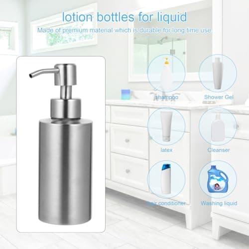 iplusmile 250ml Countertop Hand Soap Dispenser Stainless Steel Pump Bottle — view 2