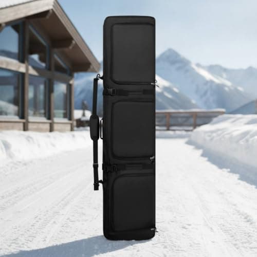 SheerFaring Ski Equipment Bag Ski Bag Snowboard Bag Travel Bag with Wheels with Compartments Water Resistant Reinforced Zippers and Adjustable Straps Suitable for, No Wheels - 160cm, Array, Orange — view 4
