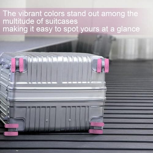 IRAINSUN (8 Pack Silicone Luggage Wheel Covers for 8-Spinner Wheel Suitcases, Mute & Shock Absorption Protector, Wear-Resistant & Noise-Reducing, Perfect for Travel (Pink) — view 5
