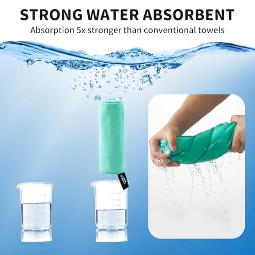 Pameil Microfibre Towel,3 Set(80 x 40cm x2 +160 x 80cm) Large Microfibre,Quick Dry Towel,Gym Workout Travel Swimming Beach Camp Outdoor Hiking (Navy blue) (Mint Green) — view 6