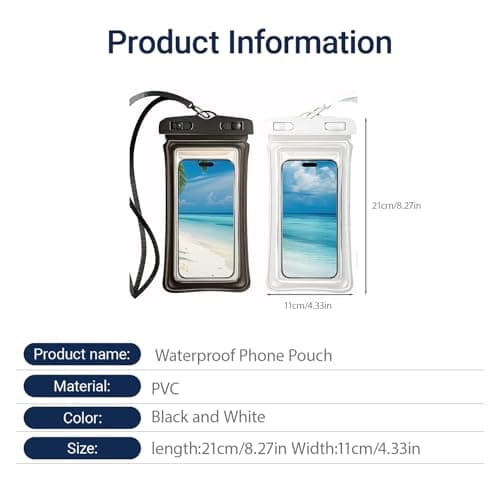 Guoxintech Waterproof Phone Pouch 2 Pack, IPX8 Submersible Underwater Phone Case with Airbag for iPhone 16 15 14 Pro Max and Samsung S25 S24 Ultra, 7 Inch Transparent Dry Bag for Swimming, Snorkeling — view 3