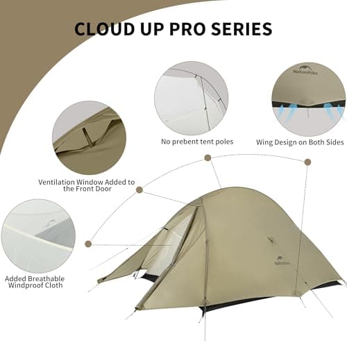 Naturehike Cloud Up Pro Camping Tent, 1 Person, Desert Sand — view 5