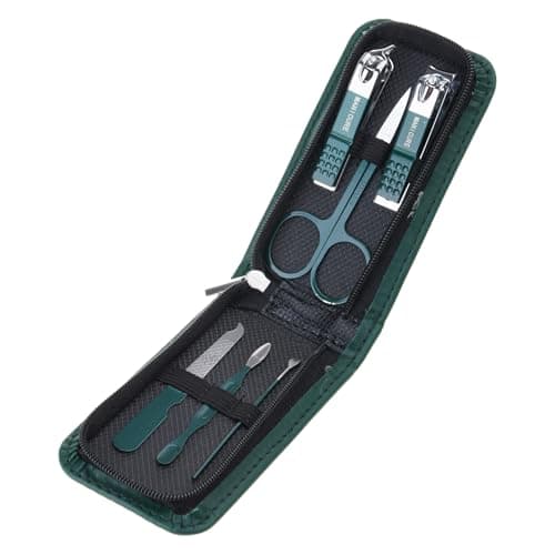 6PCS Manicure Set, Portable Grooming Kits for Facials, Dark green