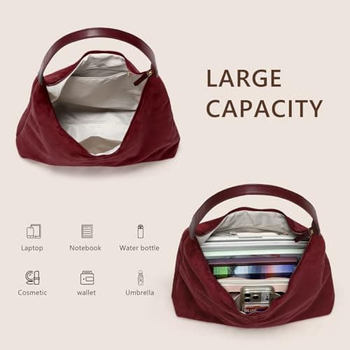 WantGor Large Tote Bag for Women, Suede Shoulder Purses — view 5
