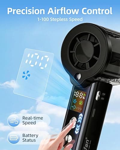 4-in-1 portable spray handheld fan,Extra-large battery USB rechargeable spray fan,Adjustable 1-100 Speed,mini fan,foldable personal fan,LED display,for Travel/makeup/Outdoor/Camping/concert(Black) — view 4