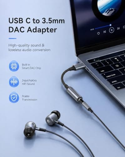 3.5mm to USB C Aux Adapter 2 Pack, Braided Headphone Jack to USB C Cable with Hi-Fi DAC, Lossless Audio, Plug and Play, for iPhone 17/16/15, Samsung, iPad, MacBook, for Home/Travel/Gaming — view 4