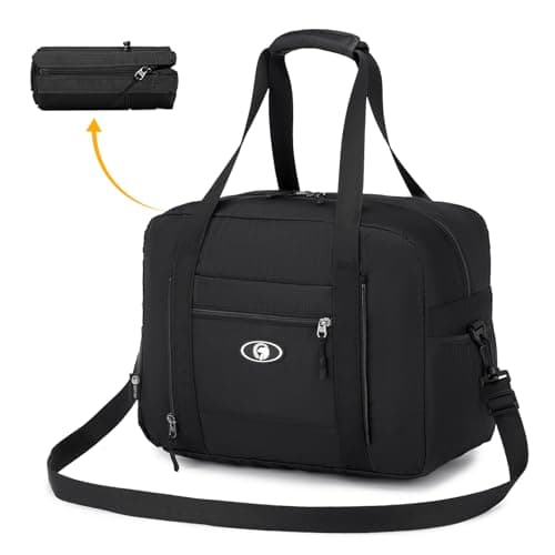 BAGZY Cabin Bag 40x30x20 Wizzair, Foldable Underseat Cabin Bag Duffel Bag Nylon Holdall Hand Luggage Case Carry on Luggage Flight Bag Baggage Organiser Storage, Black