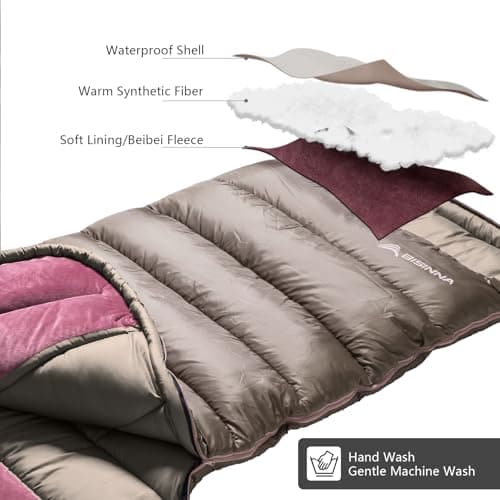 BISINNA 0 Degree Sleeping Bag XL for Adults Cold Weather Sleeping Bags — view 3