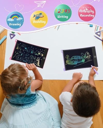 TECJOE 2 Pack LCD Writing Tablet, 8.5 Inch Colorful Doodle Board Drawing Tablet for Kids, Erasable Reusable Writing Drawing Pad, Learning Toys Gifts for 3 4 5 6 Years Old Boys and Girls Toddlers — view 4