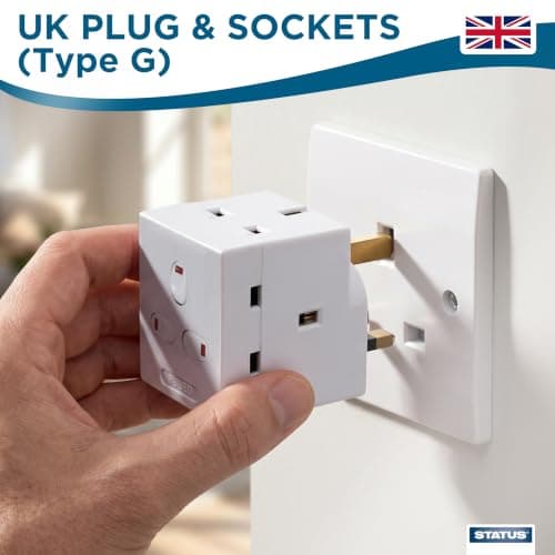STATUS 3 Way Multi Plug Adapter, UK 3 Pin Multi Plug Adaptor, Individually Switched Fuse, 3WAISB110 — view 2