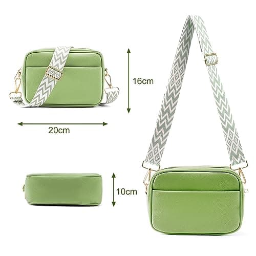 TIAASTAP Crossbody Bags for Women - Leather Handbags & Shoulder Bags Ladies Camera Cross Body Bag with Adjustable Wide Strap and Chain for Travel Shopping Work (Green) — view 6